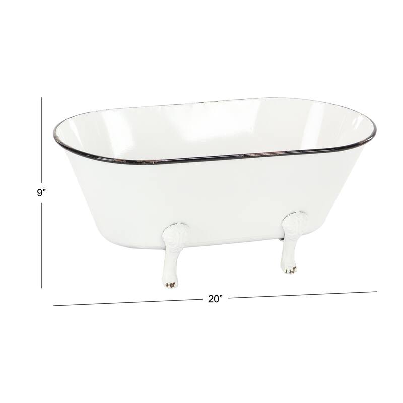 Metal Bathtub Indoor Outdoor Planter - White - Roche River Decor