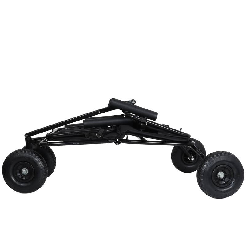 Fishing Cart Beach Cart Collapsible Wagon w/11'' All-Terrain Wheels for Sand, Heavy Duty Garden Cart with Rod Holders