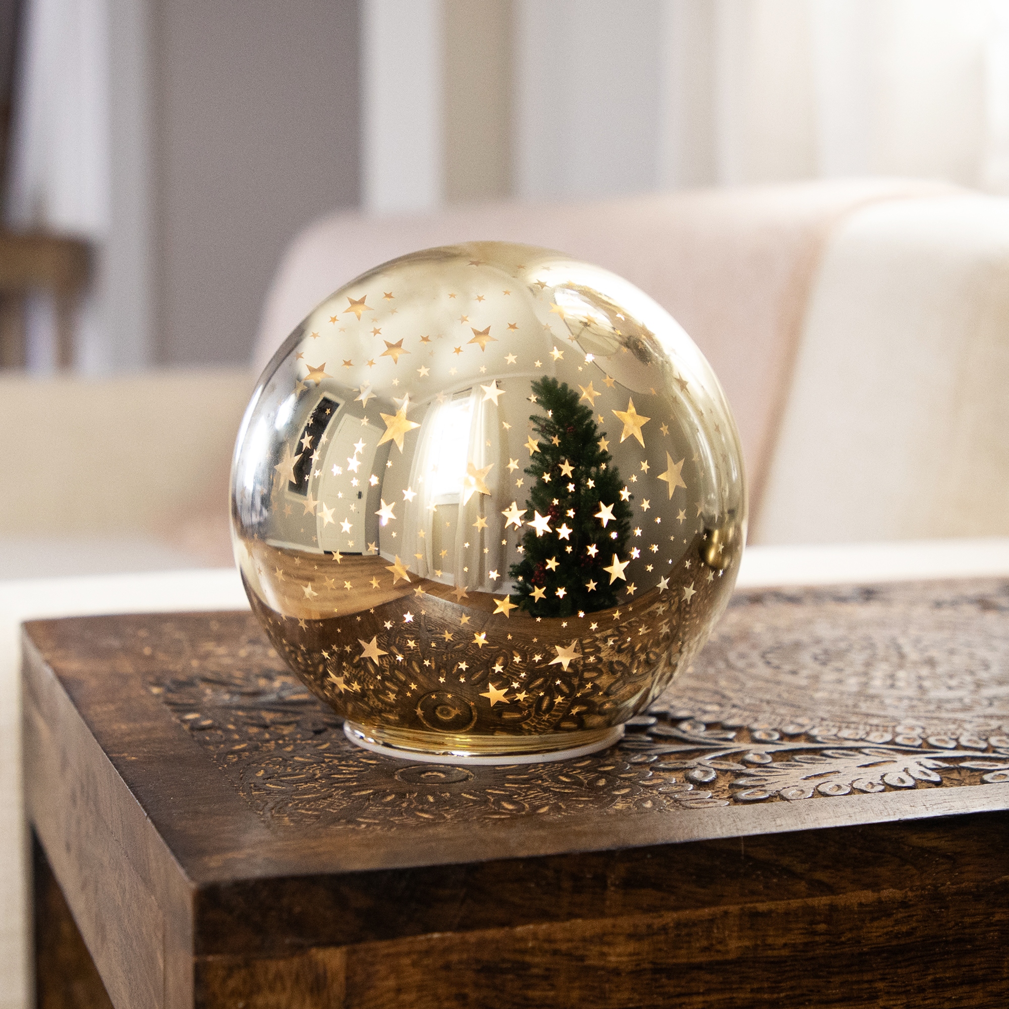 Light up mercury glass globe 2025