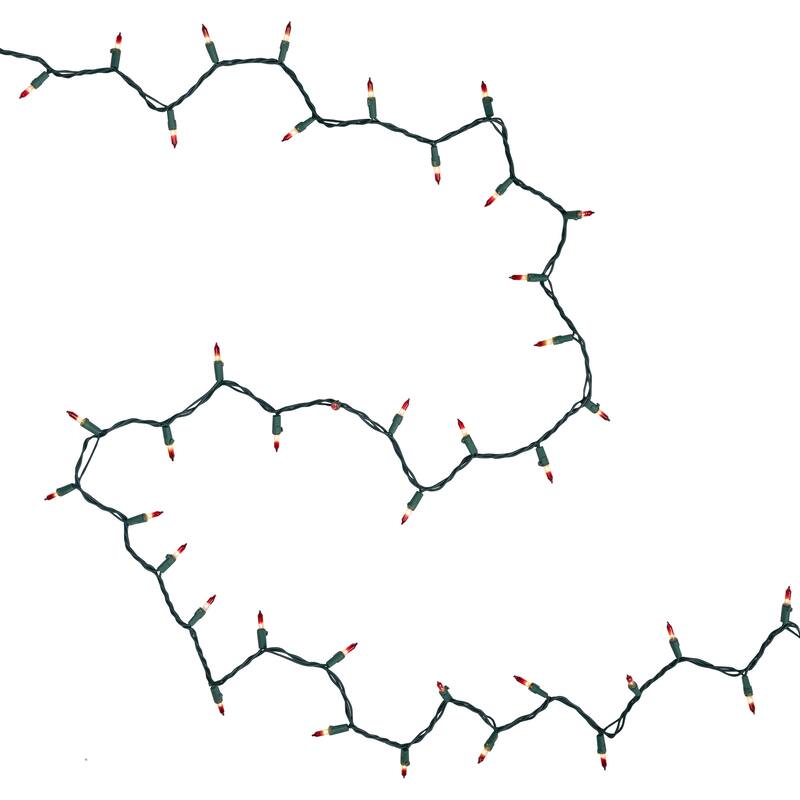 Mini Christmas Light Set - Clear with Red Tips - 20.25' Green Wire - 100ct