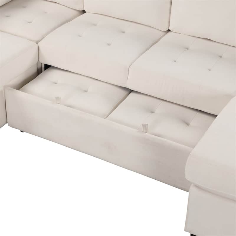 Modern L-Shaped Corner Living Room Combination Sofa with Ottoman, USB