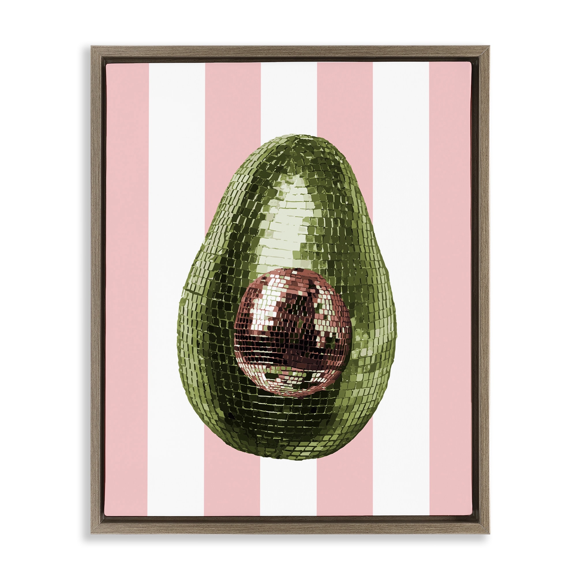Stupell Disco Avocado on Pink Framed Floater Canvas Wall Art Design By Lil' Rue