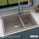 preview thumbnail 43 of 63, Karran Drop-In Quartz 34 in. Double Bowl 60/40 Kitchen Sink With Bottom Grids and Strainers