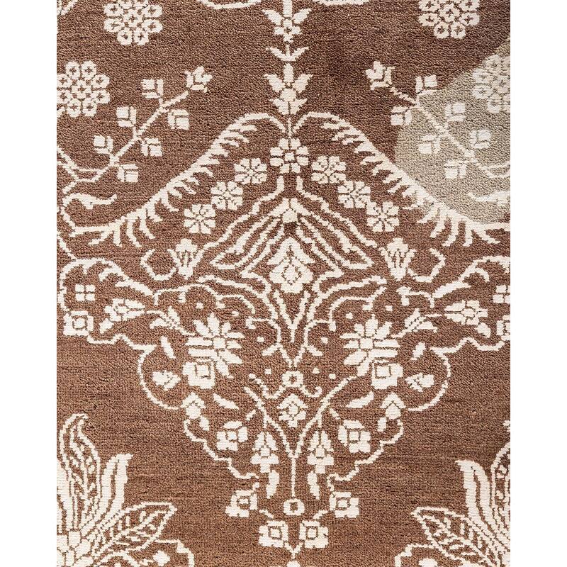 Ikat One-of-a-Kind Hand-Knotted Area Rug - Brown, 8' 2" x 10' 4" - 8' 2" x 10' 4"