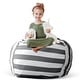 preview thumbnail 1 of 6, Creative QT Stuff 'n Sit XL 38'' Bean Bag Storage for Stuffed Toys, Grey/White Striped