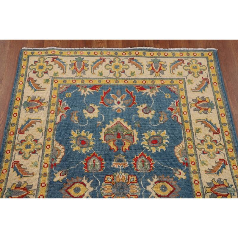 Blue Oushak Oriental Accent Rug Hand-Knotted Wool Carpet - 3'3" x 4'11"