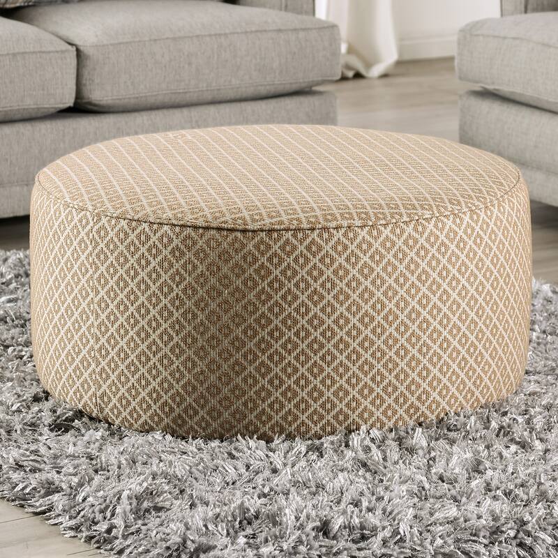 Transitional Style Upholstery Ottoman With Welt Trim