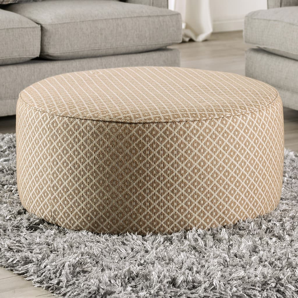 Transitional Style Upholstery Ottoman With Welt Trim
