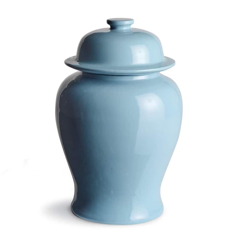 Koa Lidded Ginger Jar - Blue - Wide Large