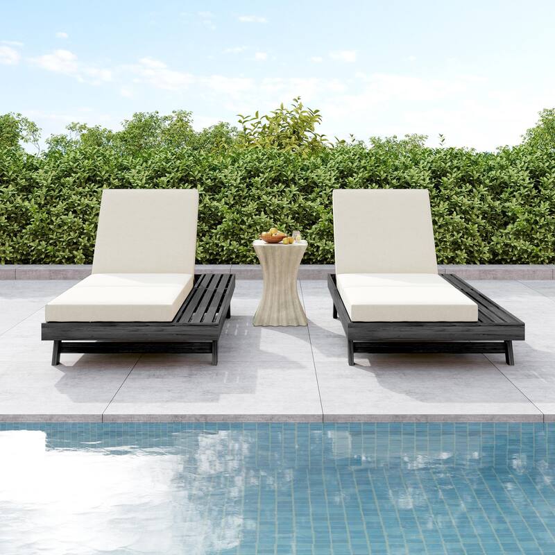 Christopher Knight Home - Tilson Outdoor Acacia Wood 4-Position Adjustable Chaise Lounge with Water-Resistant Cushion - 79"L