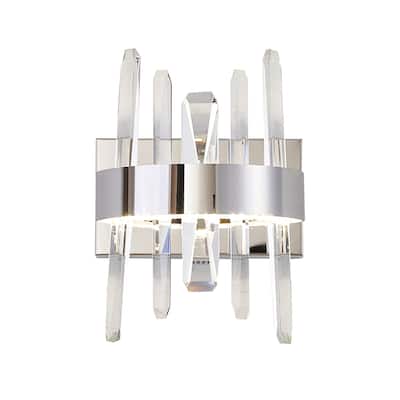 Chrome Stainless Steel LED Wall Sconce With Clear Crystals
