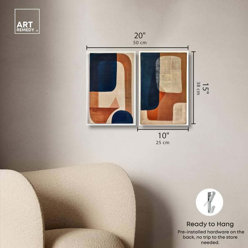 Blue Cream Set Canvas Set of 2 by Art Remedy, Gallery Wrapped