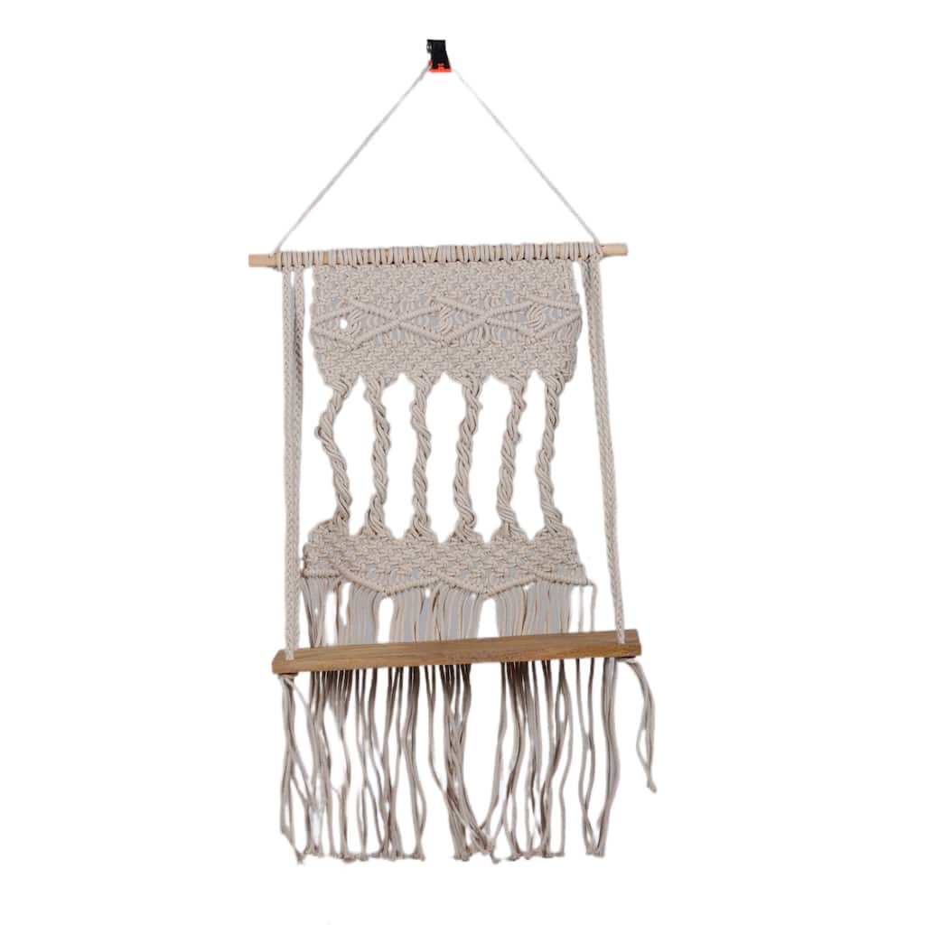 Novica Handmade Serene Twists Cotton Macrame Hanging Shelf