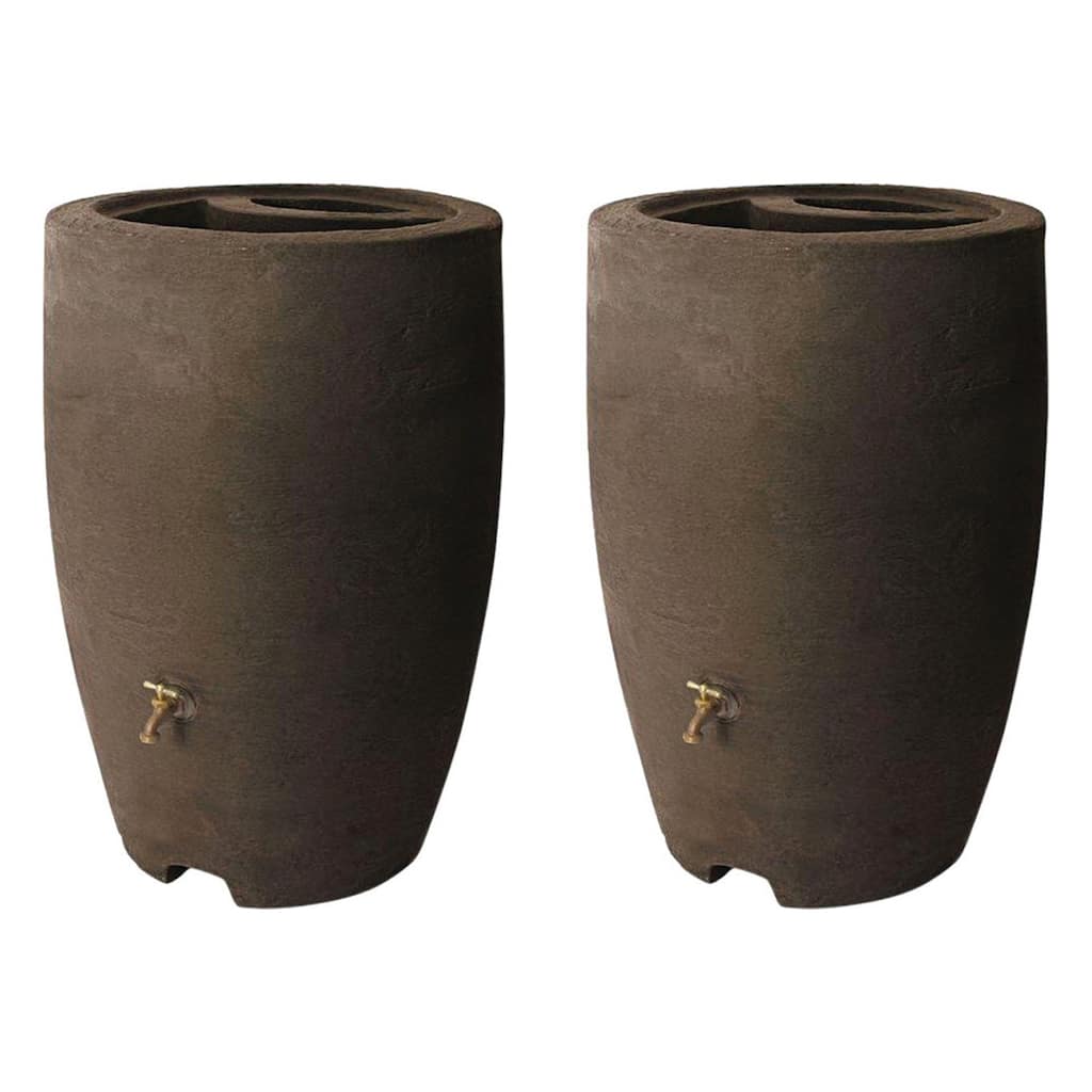 Algreen Athena 50 Gallon Plastic Rain Water Collection Drum Barrel (2 Pack) - 19