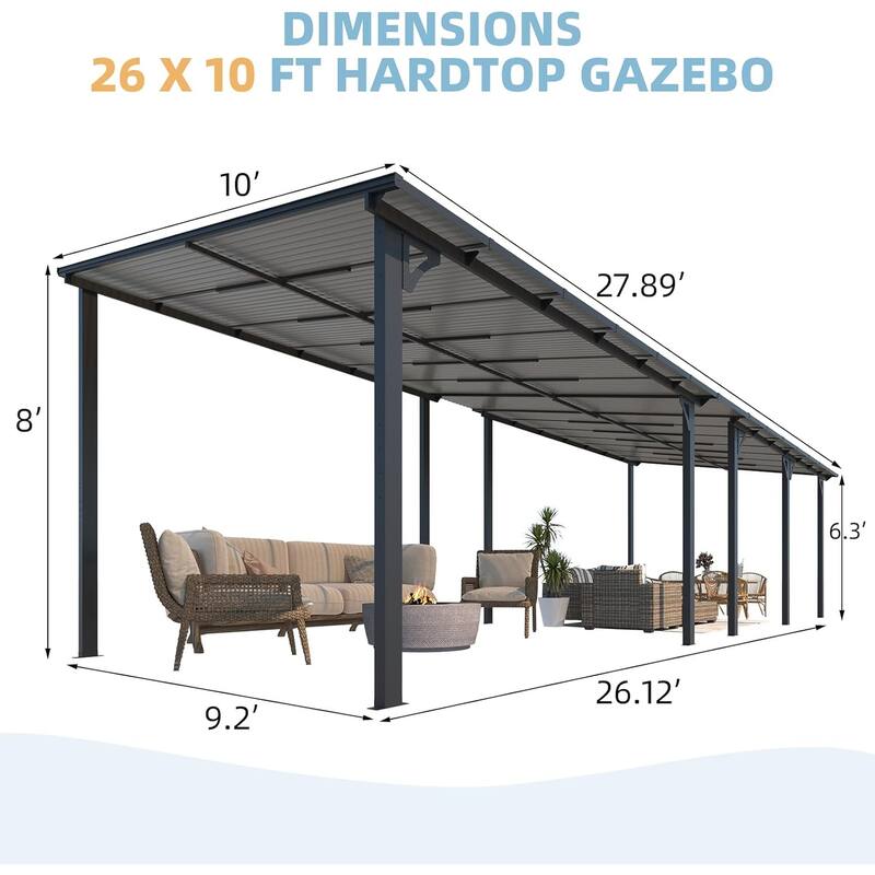 AECOJOY Wall Mounted Gazebos Pergola Gazebo Awnings for Backyard