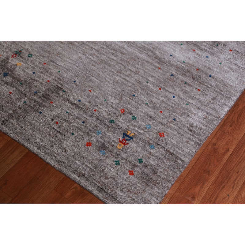 Hand Knotted Oriental 100% Wool Carpet Tribal Tribal Greys & Charcoal Gabbeh Area Rug - 12' 5'' X 9' 2''