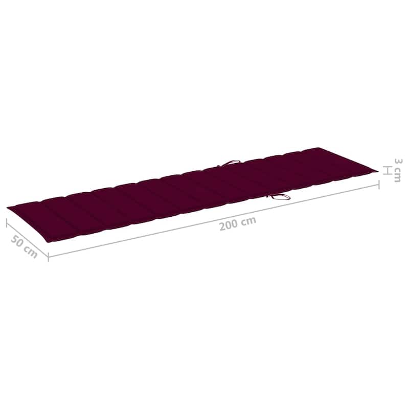vidaXL Patio Lounge Chair Outdoor Sunbed Sunlounger with Cushion Solid Teak - 76.8" x 23.4" x 13.8"
