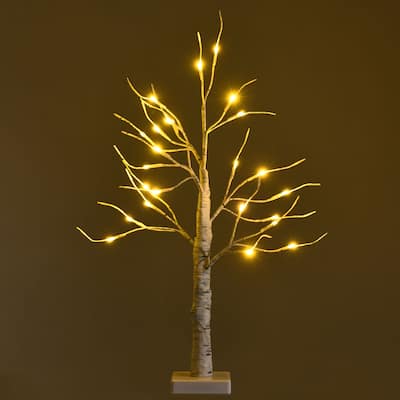 Gymax 2 FT Pre-lit White Birch Tree Artificial Twig Birch Tree - See Details