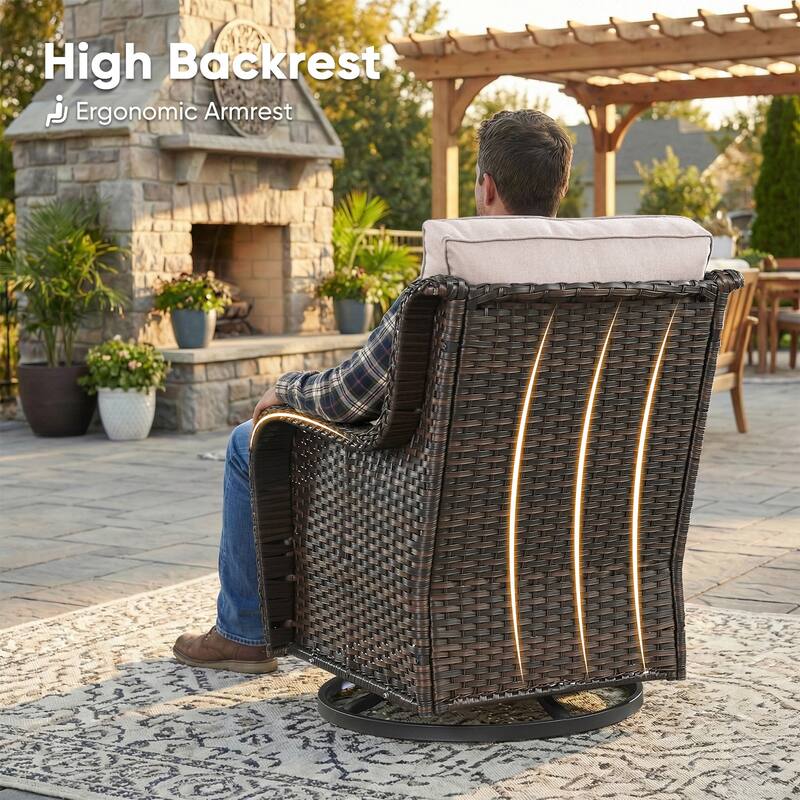 Pocassy Outdoor Wicker Glider Swivel Club Chairs (Set of 2) - Mix Grey