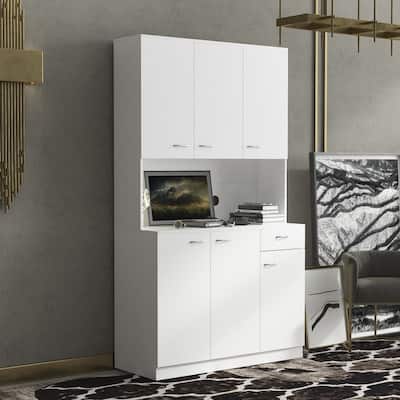 Wood Open Wardrobe with 1 Drawers, Large Storage Space