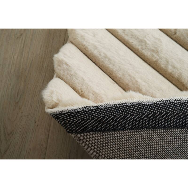 Madrid Collection Ultra Soft Ribbed Faux Fur Area Rug