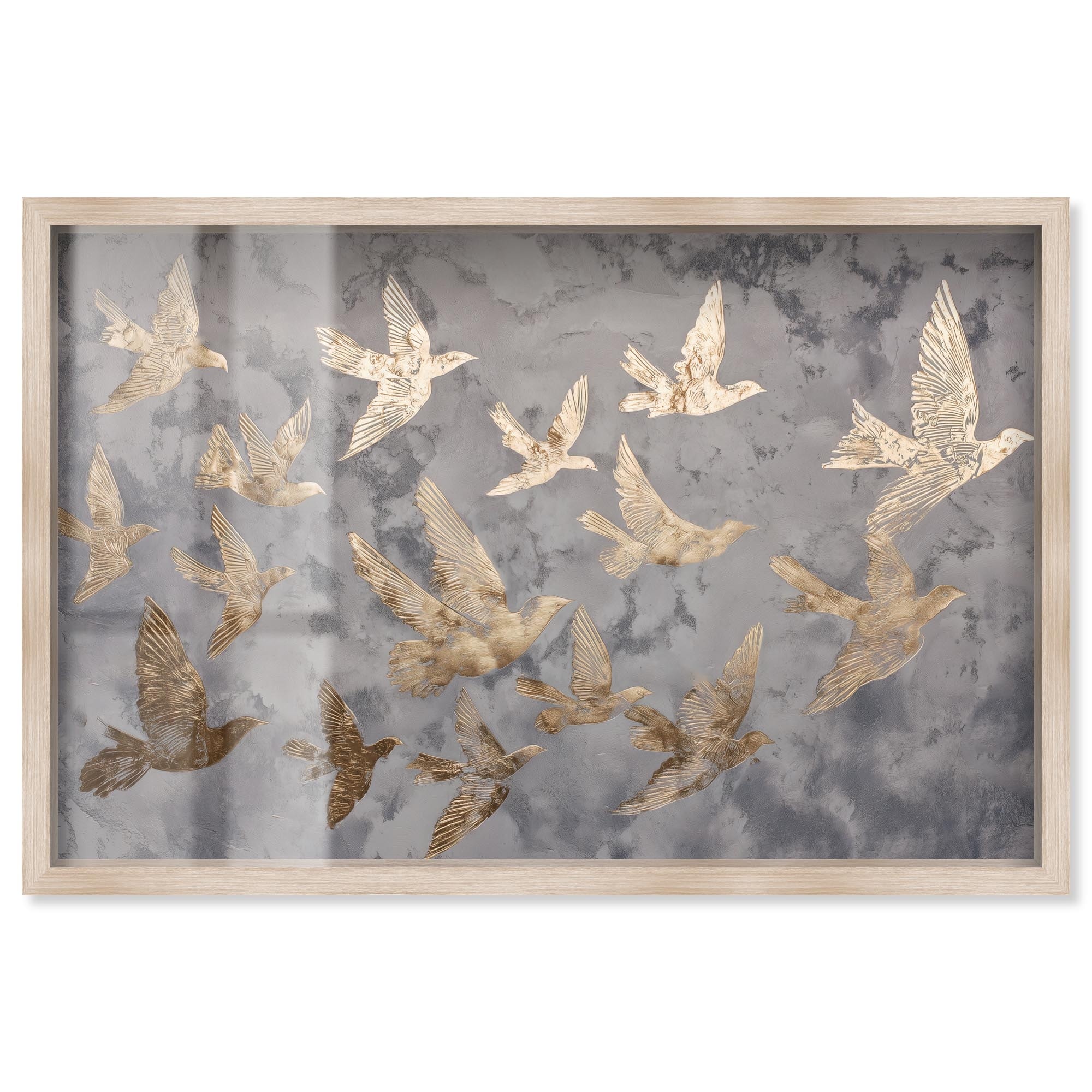 Golden Flock Coastal Wall Decor Shadowbox Print by Art Remedy