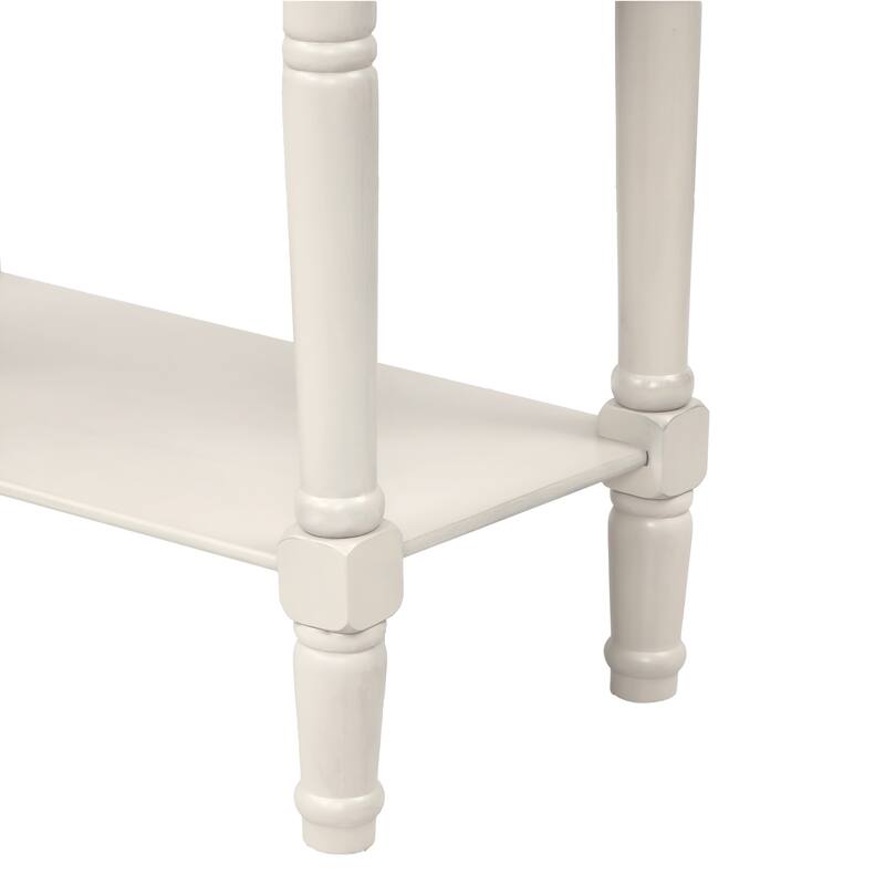 Ivory White Wood Entryway Console Table with 3 Storage Drawers