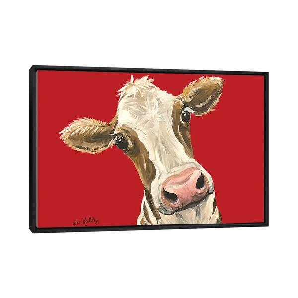 slide 2 of 9, iCanvas "Cow Red New Background" by Hippie Hound Studios Framed Black - 26x40