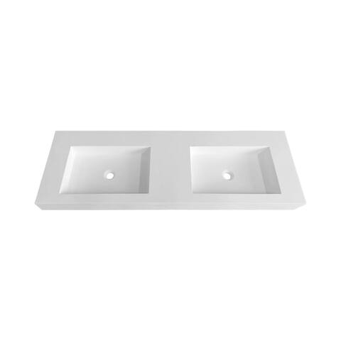 Solid Surface Double Basin with Mounting Fittings