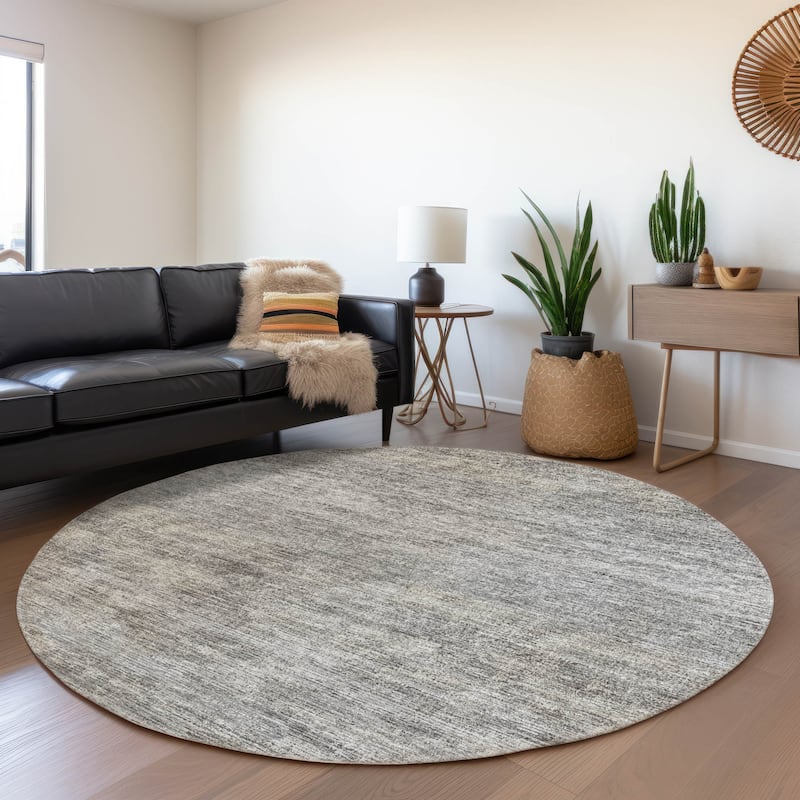 Premium Washable Super Soft Solid Ombre Mayfield Rug - Silver - 8' x 8' - Round
