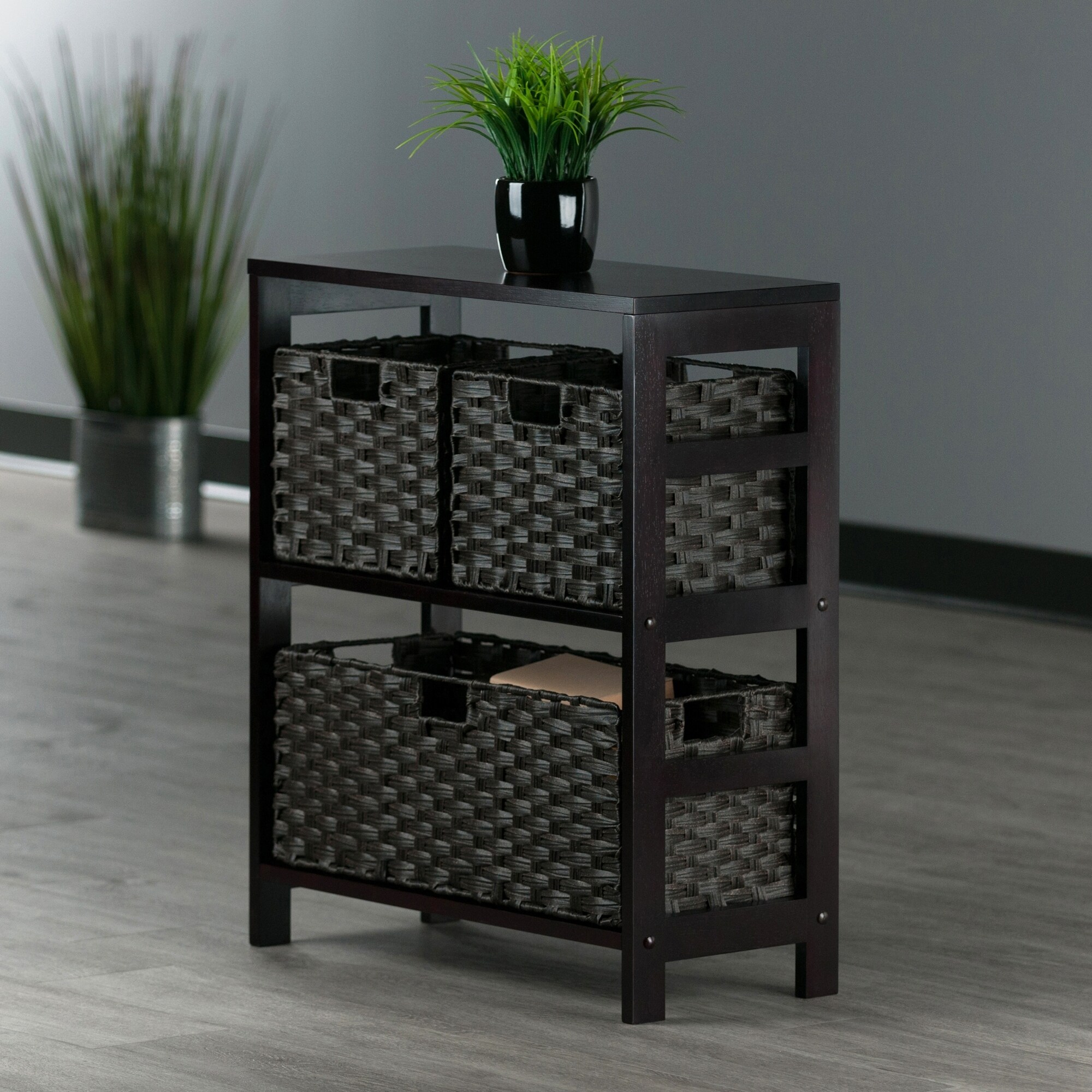 https://ak1.ostkcdn.com/images/products/is/images/direct/07f937bd48f8bbc6dea8d1c67abab694adb85dae/Leo-4-Pc-Storage-Shelf-with-3-Foldable-Woven-Baskets%2C-Espresso-and-Chocolate.jpg