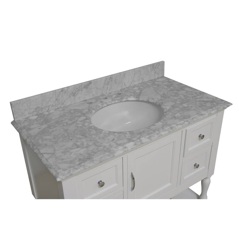 KitchenBathCollection Beverly 42" BathroomVanity w/ Carrara Marble Top