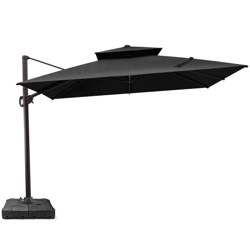 Outdoor Square 360 Degree Rotation Patio Cantilever Offset Umbrella with Base