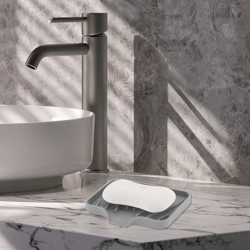 Waterproof Soap Holder with Draining for Bathroom 1 Pc - Gray - 4.8"x3.94"x0.71"
