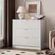 3 Drawer Fluted Dresser, 32 Inch Wide Nightstand with Large Drawer End Table for Bedroom - White
