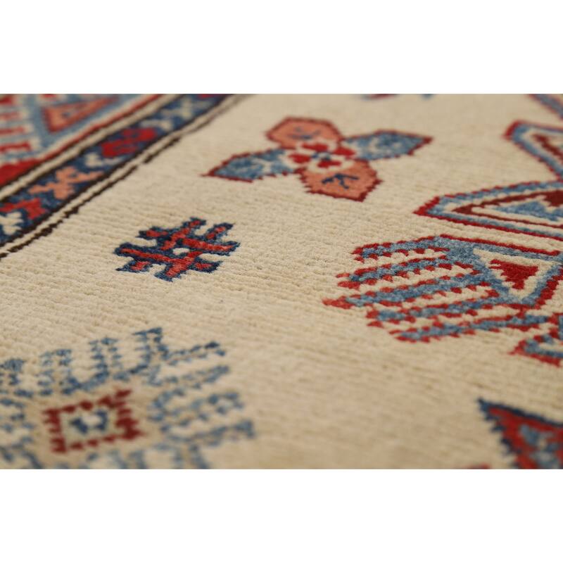 Ivory Kazak Oriental Runner Rug Hand-Knotted Wool Carpet - 2'9"x 7'10"