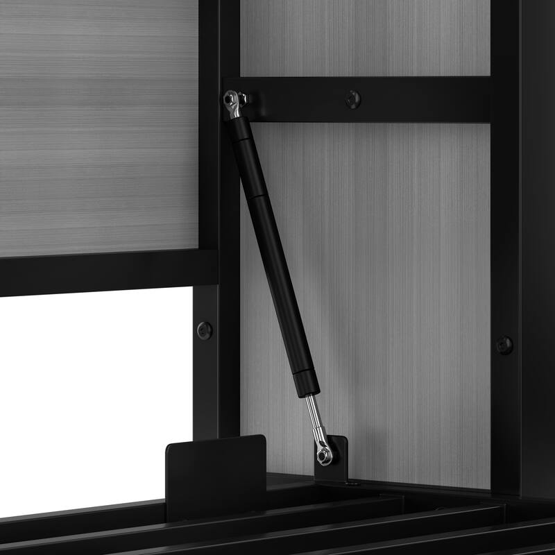 Twin Size Foldable Metal Murphy Bed with Wardrobe, Shelves, and Power Outlet, Space-Saving 2-in-1 Design