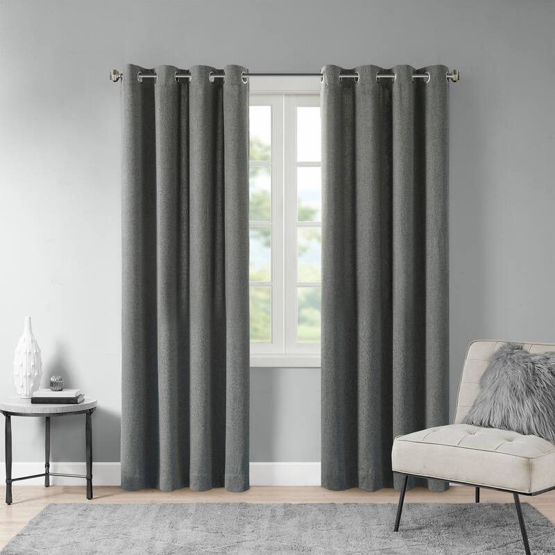 Madison Park Oslow Solid Piece Dyed Grommet Top Single Curtain Panel