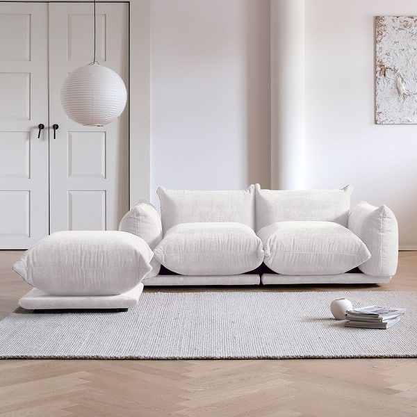 slide 2 of 34, Living Room Furniture Love Seat Sofa Double Seat Sofa Beige