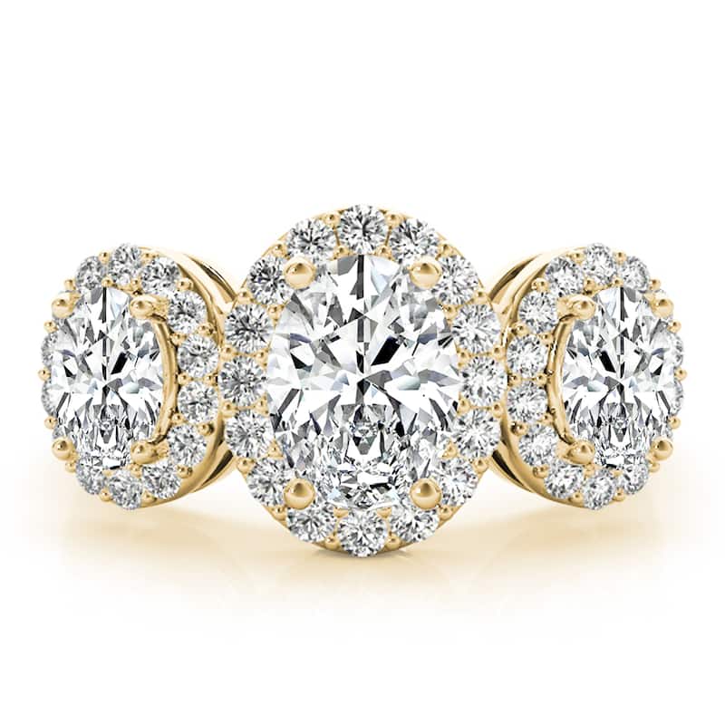 Auriya 14k Yellow Gold Lab Grown Oval Diamond Halo Engagement Ring 0.50 to 5.00 ct. tw. (F-G VS)