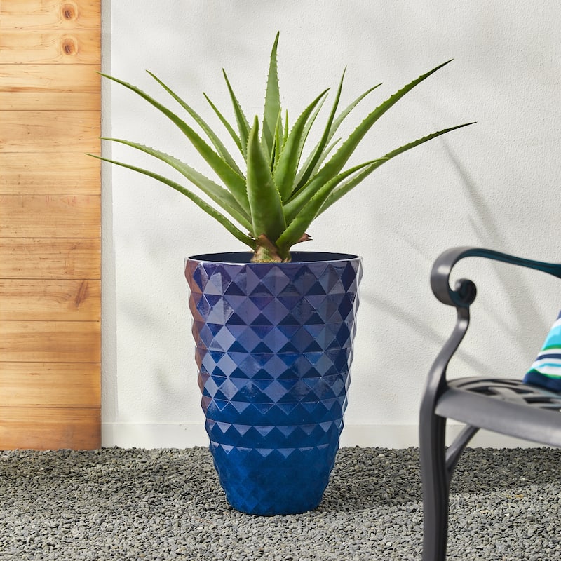 Glitzhome Oversized Eco-Friendly PE Tall Planter Porch Flowerpot (Set of 2)