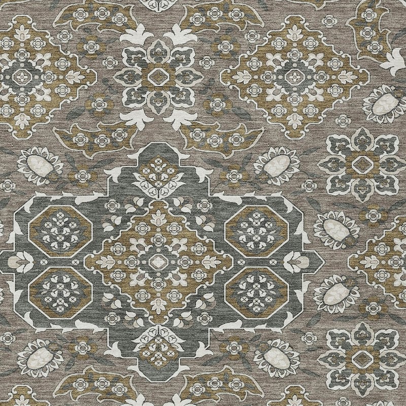 HomeRoots Medallion Traditional Rectangle Outdoor Rug