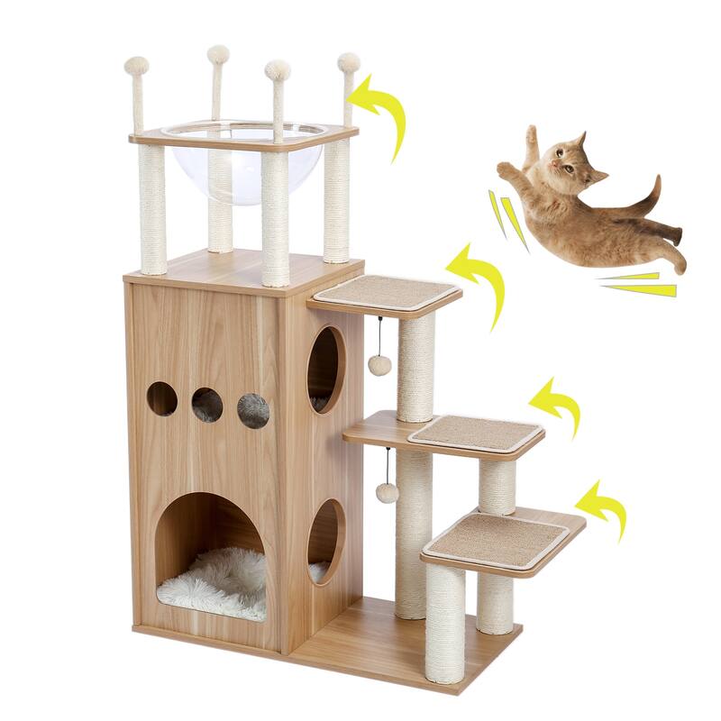 Extra Tall Sky-Castle Design Wooden Modern Luxury Cat Tree