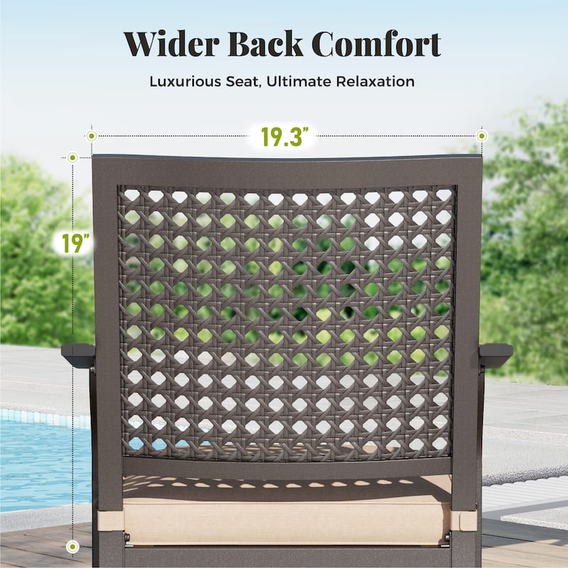 MAISON ARTS Set of 2 Patio Dining Stackable Chair Black E-coating Metal with Thick Cushion