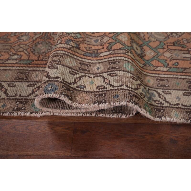 Distressed Hamedan Vintage Persian Runner Rug Hand-Knotted Wool Carpet - 3'5" x 9'4"