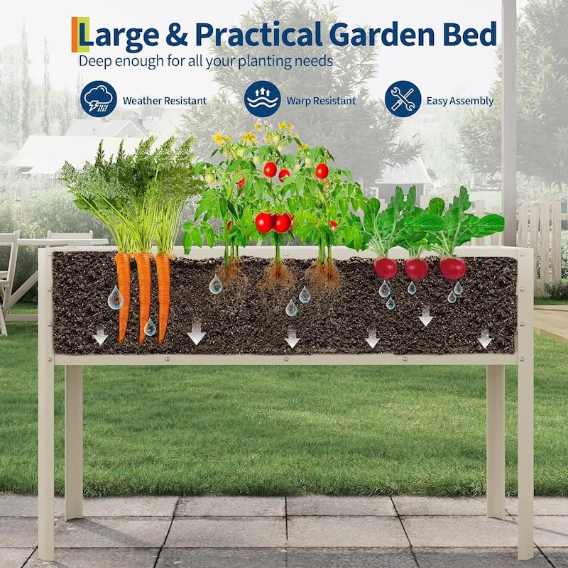 Tall Elevated Raised Garden Bed Planter Box for Vegetables Herbs - N/A