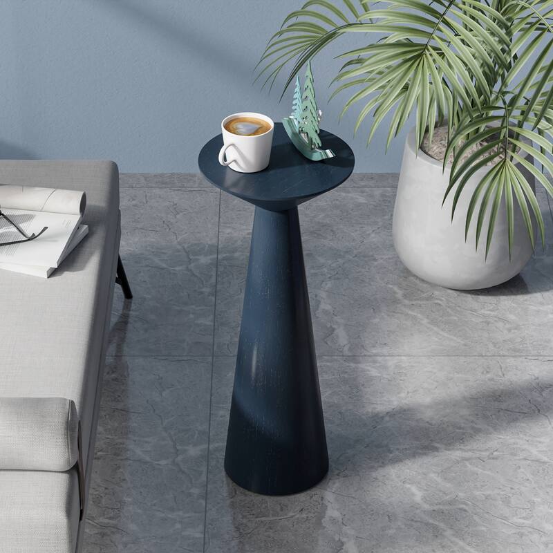 COZAYH Farmhouse Pedestal End Table, Round Martini Table Wood Plant Stand Rustic Small Drink Table for Living Room, Bedroom