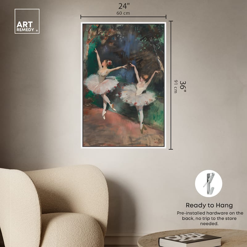 Art Remedy Classical Ballerinas Framed Impressionism 1 Piece Canvas Wall Art /Monet And Van Gogh Inspired Art