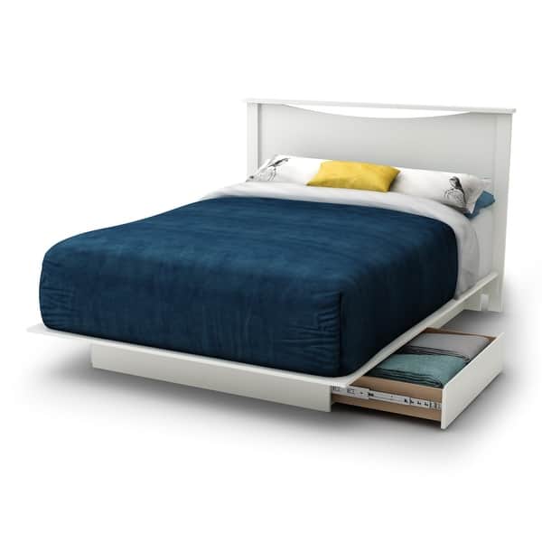 Full Size White Modern Platform Bed Frame With 2 Storage Drawers Overstock 29083963