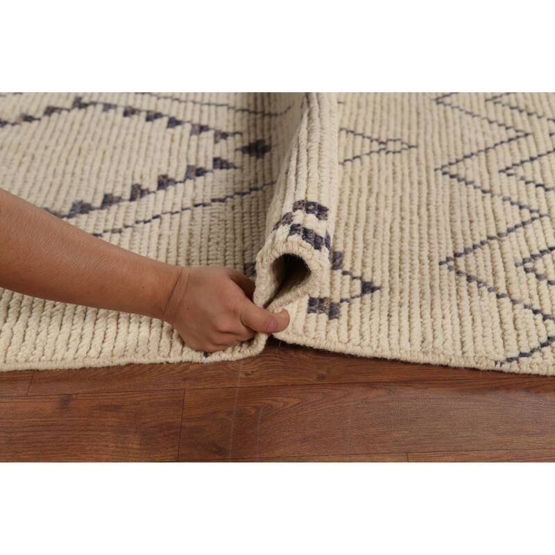 Trellis Moroccan Area Rug Hand-Knotted Oriental Wool Carpet - 7'1"x 10'10"